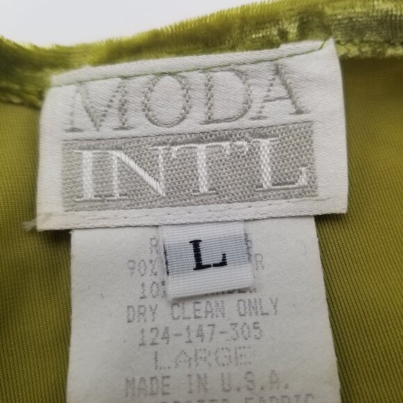 VTG Moda Int'l VS Dress Womens Green Crushed Velvet size LG - Picture 4 of 5